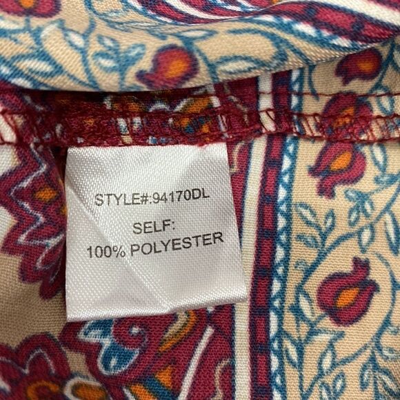 Burgundy Floral Ethnic Print Boho Mini Dress - Picture 10 of 10